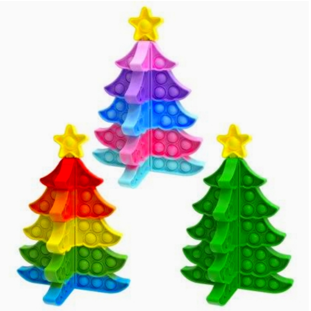 🎁 Pink Rainbow Christmas Tree Push Bubble Pop Fidget Toy 🎄